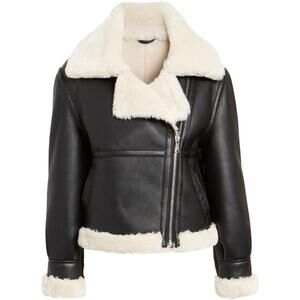 FRAME Faux Shearling Jacket - M Black
